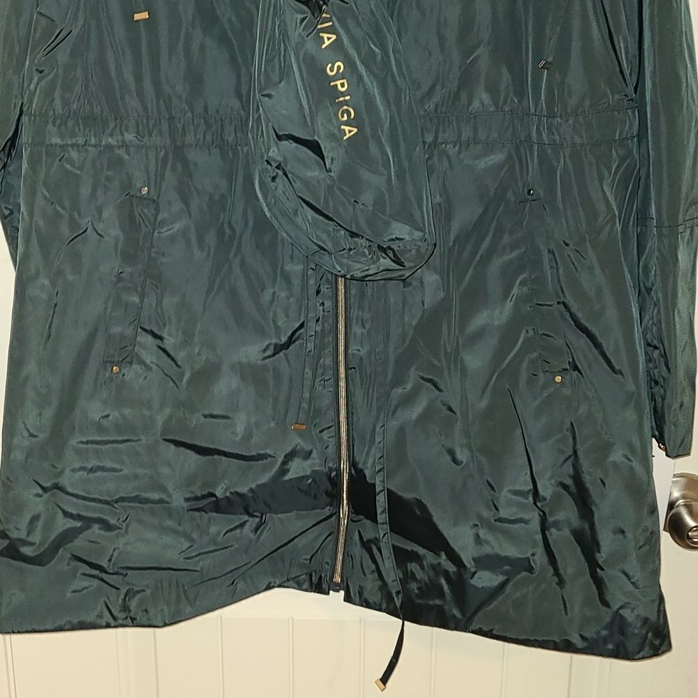 Via Spiga zip front anorak w/ adjustable sleeve water repellent in dark jade - Picture 4 of 5